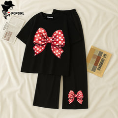 Women Summer Casual Two Piece Sets Printed T-Shirt And Straight Pants Outfits