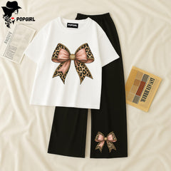 Women Summer Casual Two Piece Sets Printed T-Shirt And Straight Pants Outfits