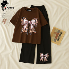 Women Summer Casual Two Piece Sets Printed T-Shirt And Straight Pants Outfits
