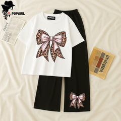 Women Summer Casual Two Piece Sets Printed T-Shirt And Straight Pants Outfits