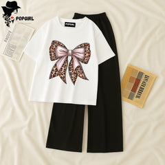 Women Summer Casual Two Piece Sets Printed T-Shirt And Straight Pants Outfits