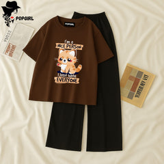 (Copy) Women Summer Casual Two Piece Sets Printed T-Shirt And Straight Pants Outfits