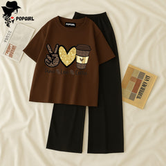 (Copy) Women Summer Casual Two Piece Sets Printed T-Shirt And Straight Pants Outfits