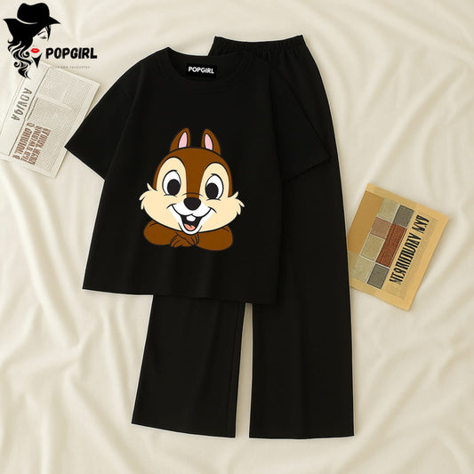 (Copy) Women Summer Casual Two Piece Sets Printed T-Shirt And Straight Pants Outfits