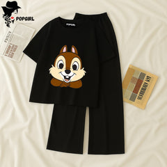 (Copy) Women Summer Casual Two Piece Sets Printed T-Shirt And Straight Pants Outfits