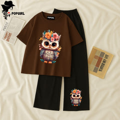 Women Summer Casual Two Piece Sets Printed T-Shirt And Straight Pants Outfits