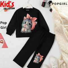 Kid's Premium Black Sweatshirt Set - 8/9 Year