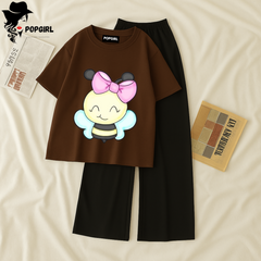 Women Summer Casual Two Piece Sets Printed T-Shirt And Straight Pants Outfits