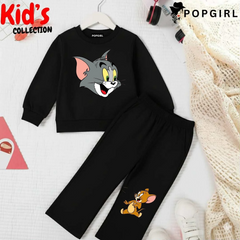 Kid's Premium Black Sweatshirt Set - 8/9 Year