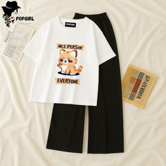 (Copy) Women Summer Casual Two Piece Sets Printed T-Shirt And Straight Pants Outfits