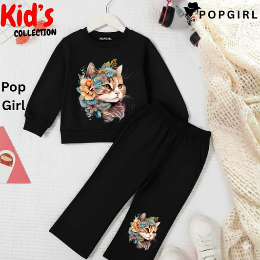 Kid's Premium Black Sweatshirt Set - 8/9 Year