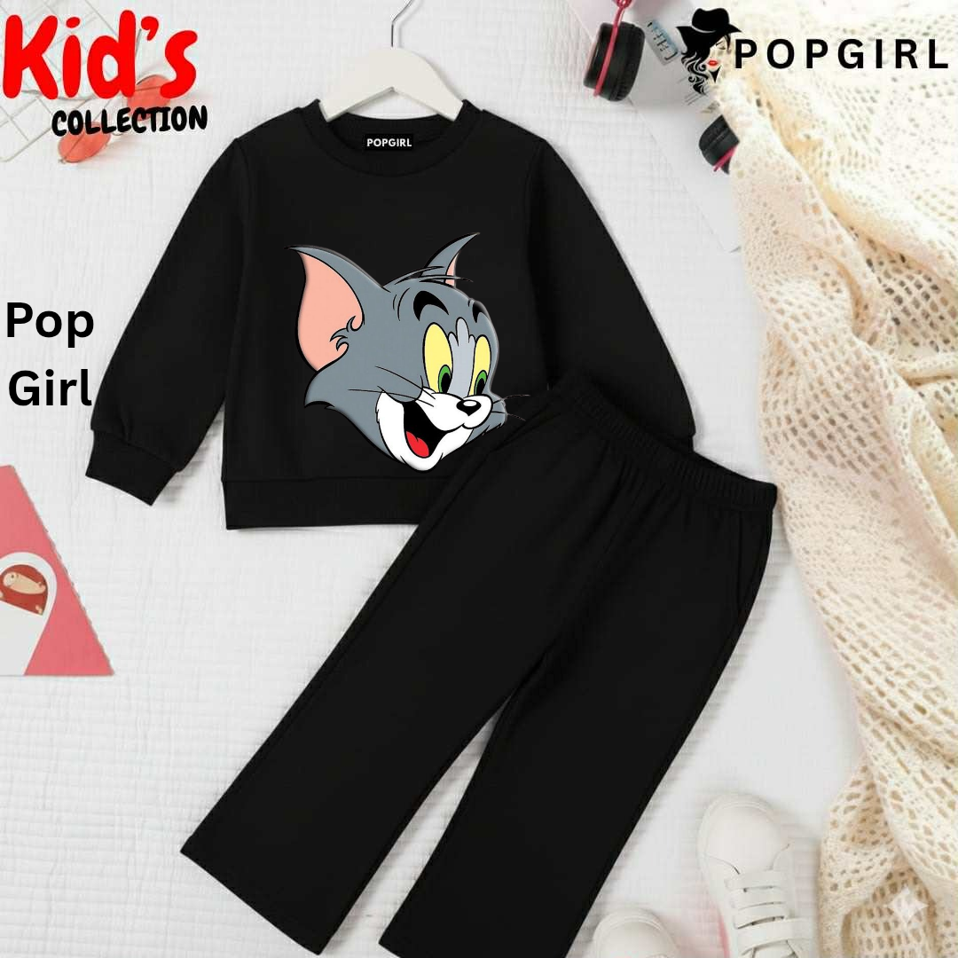 Kid's Premium Black Sweatshirt Set - 8/9 Year