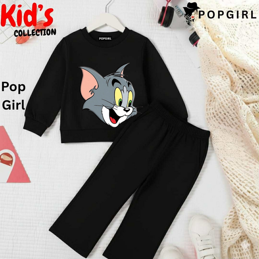 Kid's Premium Black Sweatshirt Set - 8/9 Year