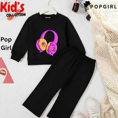 Kid's Premium Black Sweatshirt Set - 8/9 Year