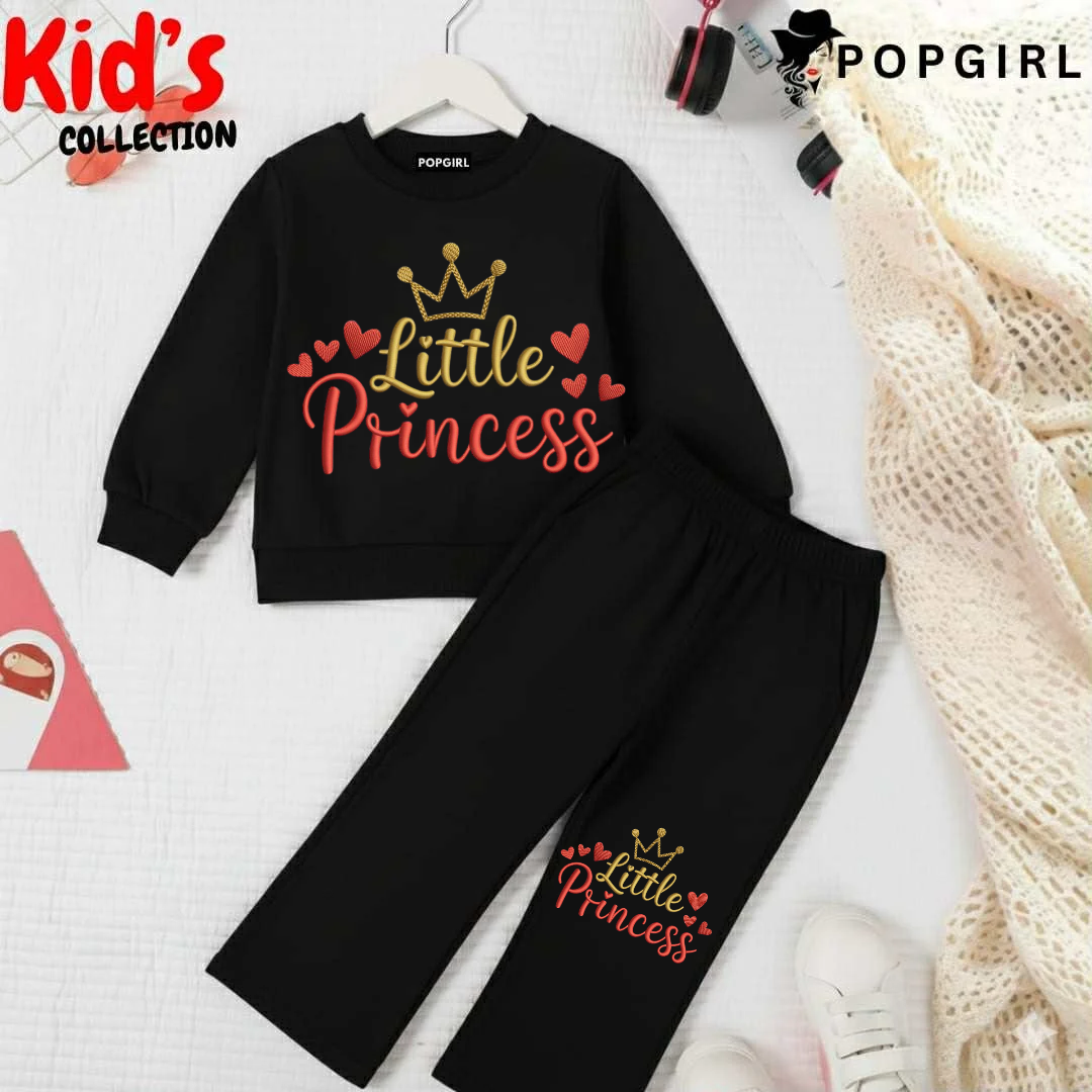 Kid's Premium Black Sweatshirt Set - 8/9 Year