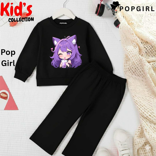 Kid's Premium Black Sweatshirt Set - 8/9 Year