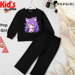 Kid's Premium Black Sweatshirt Set - 8/9 Year