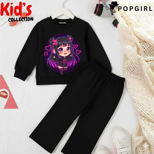 Kid's Premium Black Sweatshirt Set - 8/9 Year