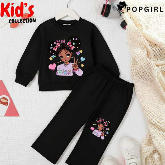 Kid's Premium Black Sweatshirt Set - 8/9 Year