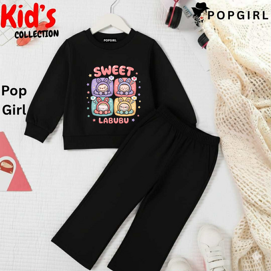Kid's Premium Black Sweatshirt Set - 8/9 Year