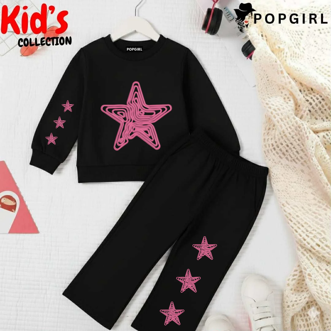Kid's Premium Black Sweatshirt Set - 8/9 Year