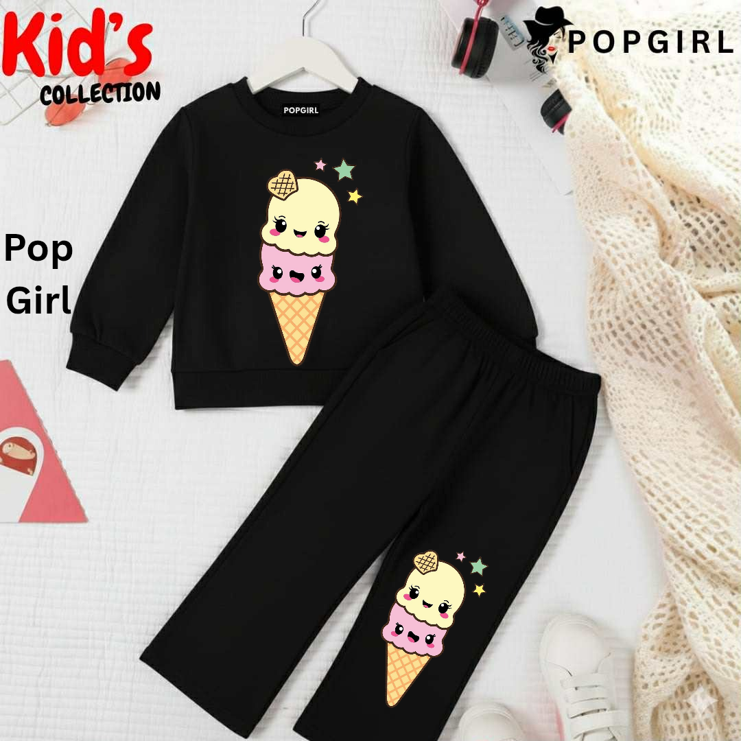 Kid's Premium Black Sweatshirt Set - 8/9 Year