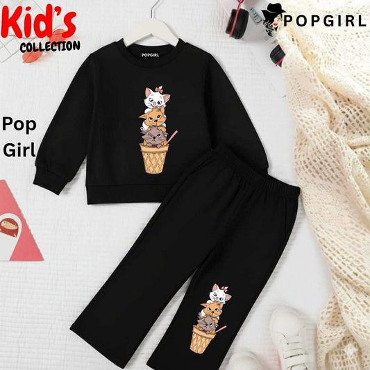 Kid's Premium Black Sweatshirt Set - 8/9 Year